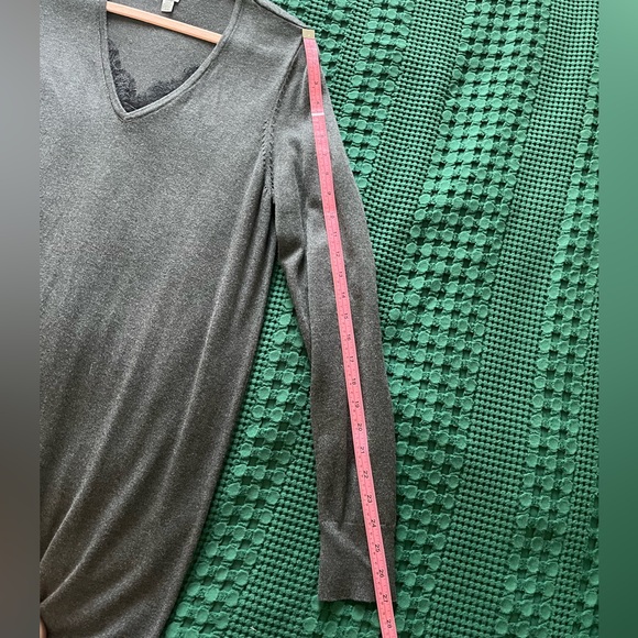 Tristan charcoal soft viscose sweater dress with v-neck lace detail - Picture 5 of 8